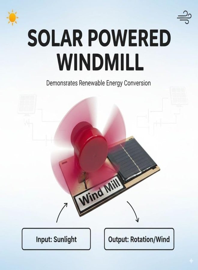 ESPtronics Turbine Powered Readymade Wind Mill Solar Cell Panel Toy Fan Kit STEM Science Project Experiment Working Model for School Kids and Students - Image 4